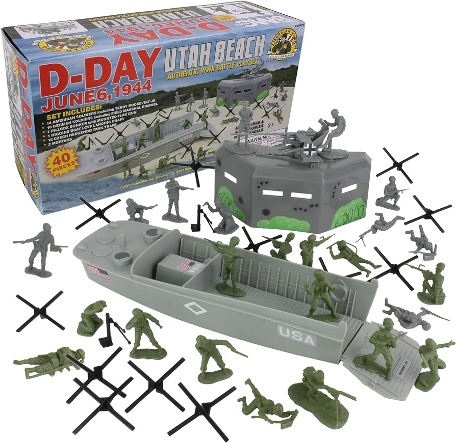 BMC WW2 D-Day Plastic Army Men - Utah Beach 40pc Soldier Figures Playset