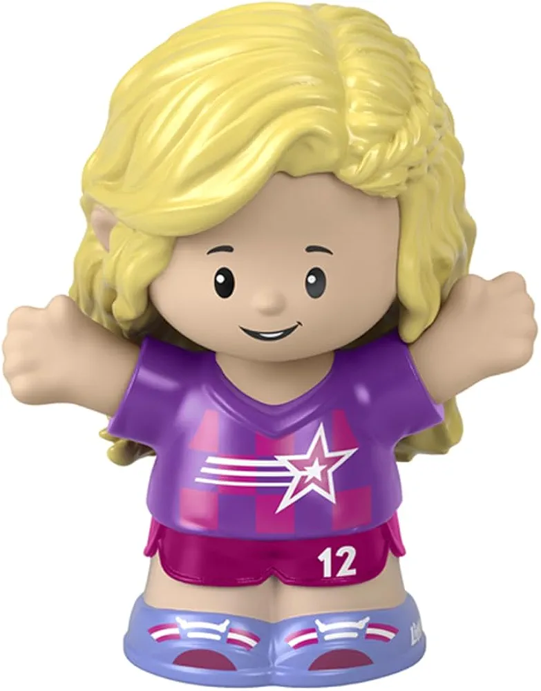 Fisher-Price Replacement Part Little People Sports Soccer Playset - HBW71 ~ Replacement Blonde Girl Figure ~ Wearing Purple and Pink Soccer Uniform ~ Works Great with other playsets too!