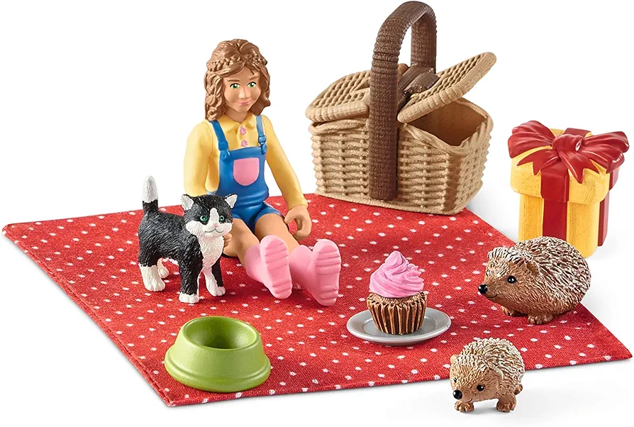 Schleich Farm World, Farm Animal Toys for Kids, Birthday Picnic Playset with Baby Animal Toys 10-piece set