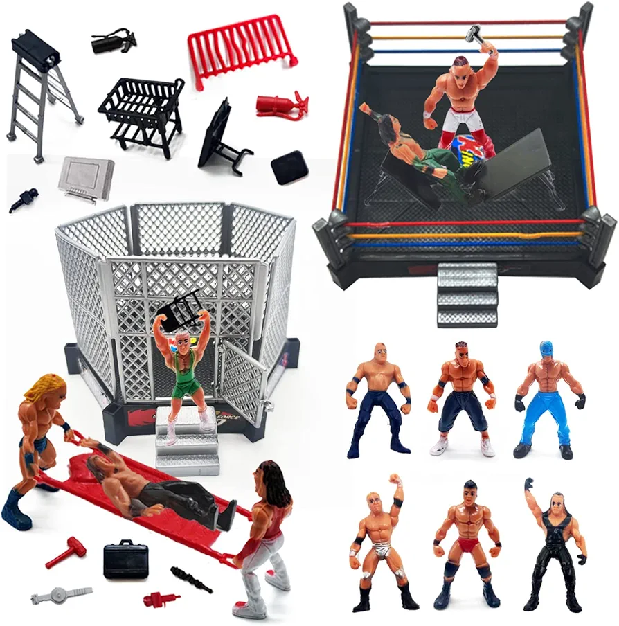 ToyVelt WWE Ring Playset with 32-Piece Wrestling Action Figures for Boys 8-12 Playset, Safe and Durable WWE Toys, Comes with Wrestling Ring, Realistic Action Figures