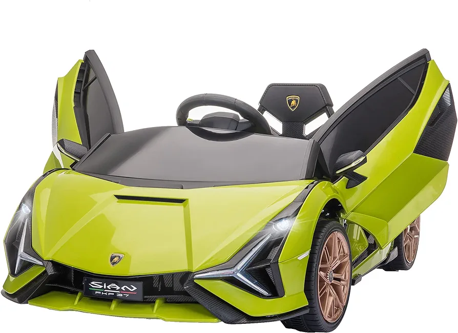 Aosom Lamborghini SIAN Licensed Kids Ride On Car, 12V Battery Powered Electric Sports Car Toy with Remote Control, Horn, Music, & Headlights, Green