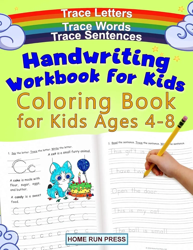 Handwriting Workbook for Kids Coloring Book for Kids Ages 4-8: Trace Letters