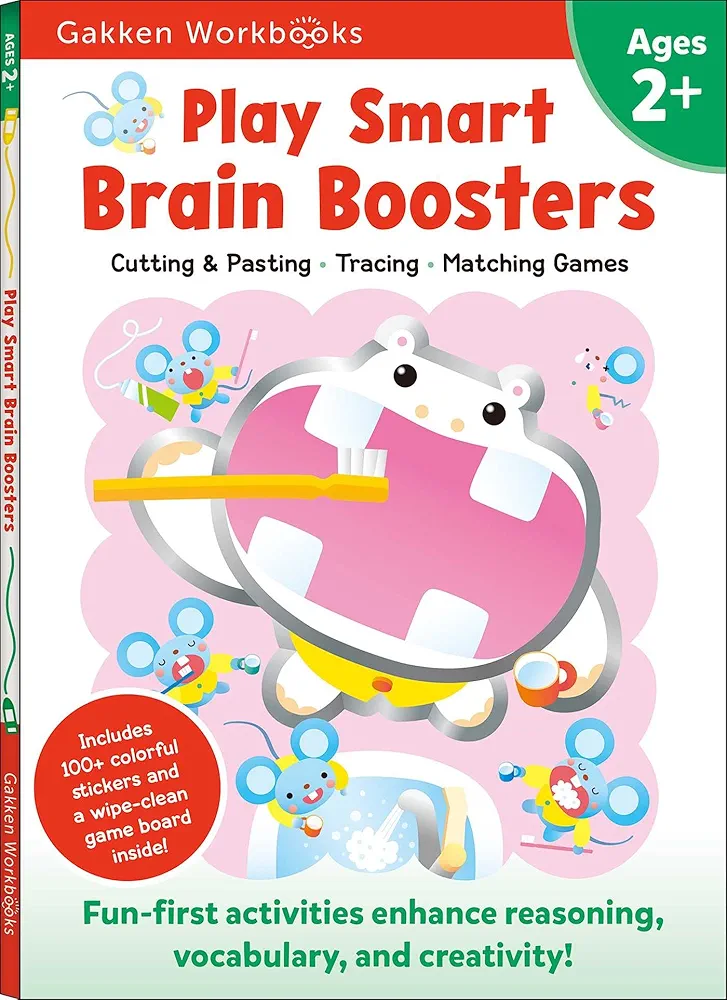 Play Smart Brain Boosters Age 2+: Preschool Activity Workbook with Stickers for Toddlers Ages 2, 3, 4: Boost Independent Thinking Skills: Tracing, Coloring, Matching Games, and More (Full Color Pages)