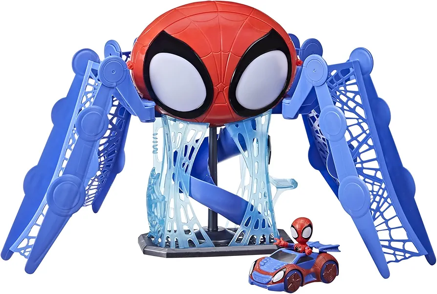 Spidey and His Amazing Friends Marvel Web-Quarters Playset with Lights and Sounds, Includes Spidey Action Figure and Toy Car, for Kids Ages 3 and Up,F1461