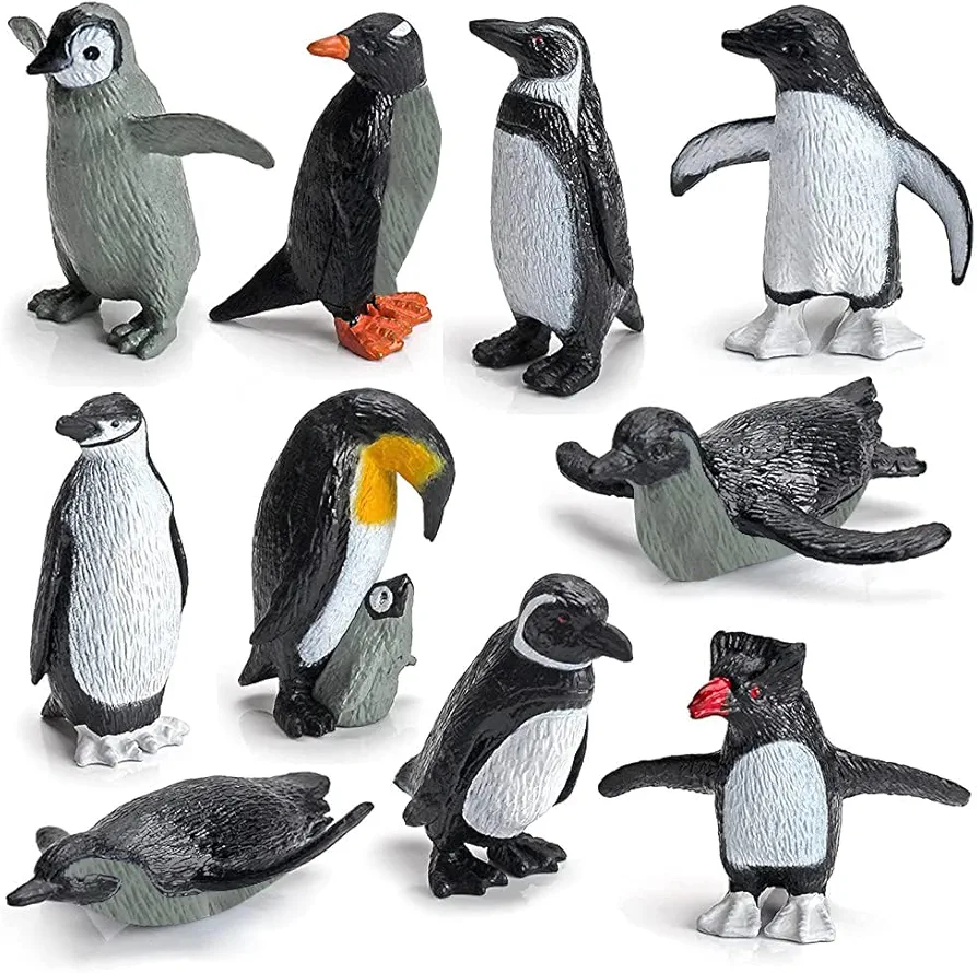 10PCS Realistic Arctic Penguin Figurines Toy Playset Winter Habitat Adventure Toys Christmas Birthday Party Supplies Decor