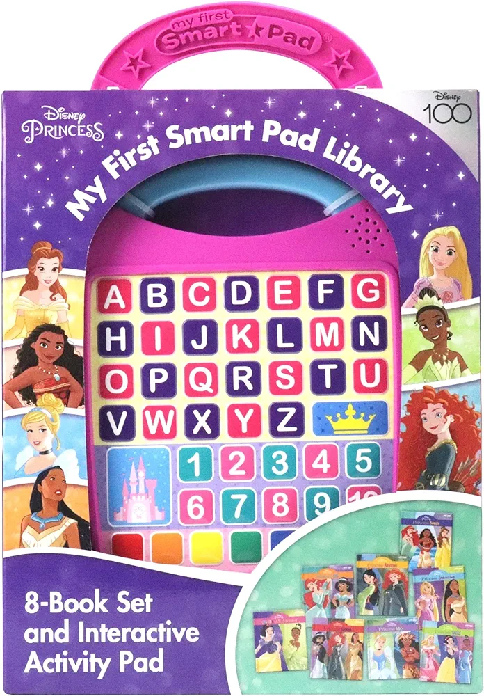 Disney Princess Moana, Cinderella, Rapunzel, and More! - My First Smart Pad Library - 8-Books and Interactive Activity Pad Sound Book Set - PI Kids