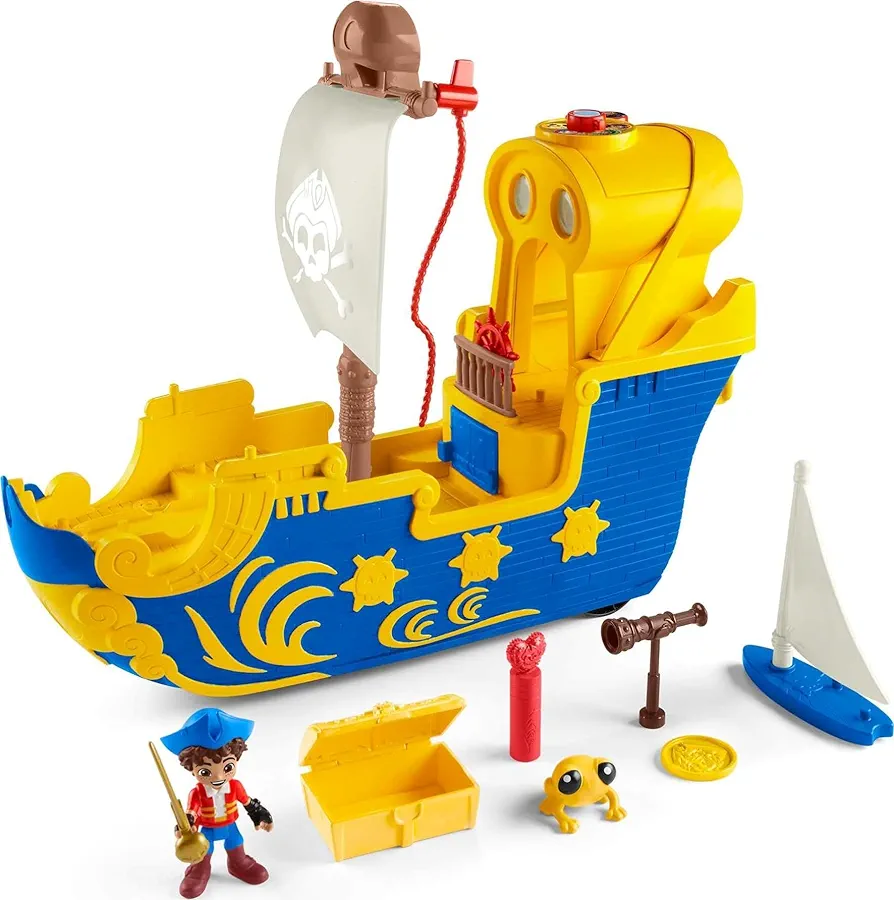 Fisher-Price Santiago of the Seas Toy Pirate Ship Lights & Sounds El Bravo Playset with Santiago Figure for Ages 3+ years​