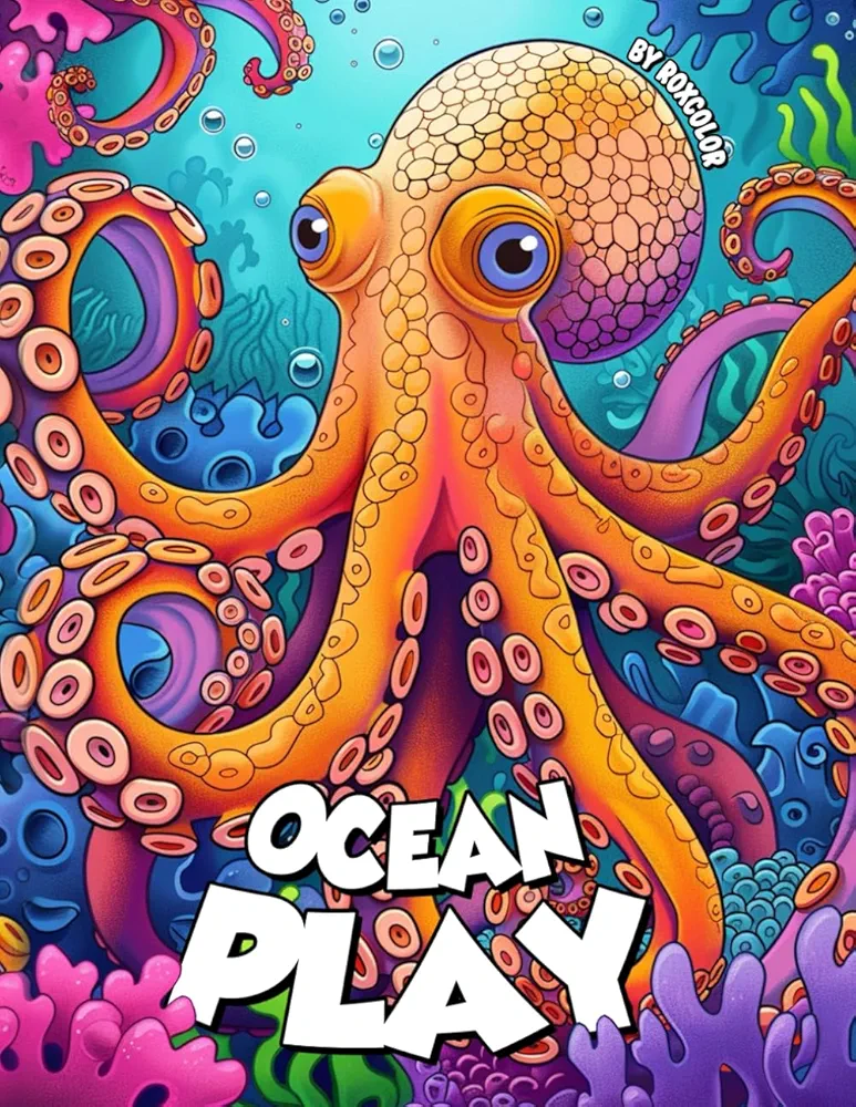 Ocean Play: Swim with the fishes. Coloring Book for kids of all ages, stress relief and relaxation