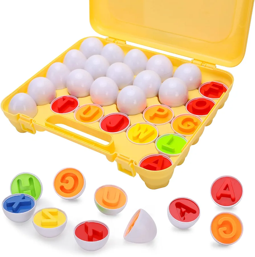 Letters Matching Eggs 26PCS ABC Toys Alphabet Educational Color & Shape Recognition Sorter Puzzle Skills Study Toys Easter Montessori Gift