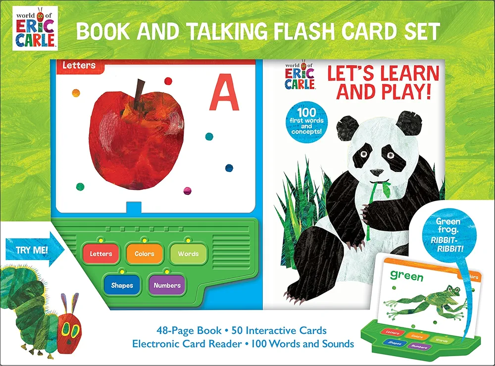 World of Eric Carle - Let's Learn and Play! Book and Talking Flash Card Sound Book Set - PI Kids