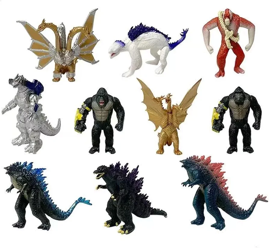 10Pcs King of The Monsters Action Figures with Different Characters，Office and Leisure Decorations Mini Dinosaur Playsets Cake Toppers Package.…, Polychrome, JHSDB12