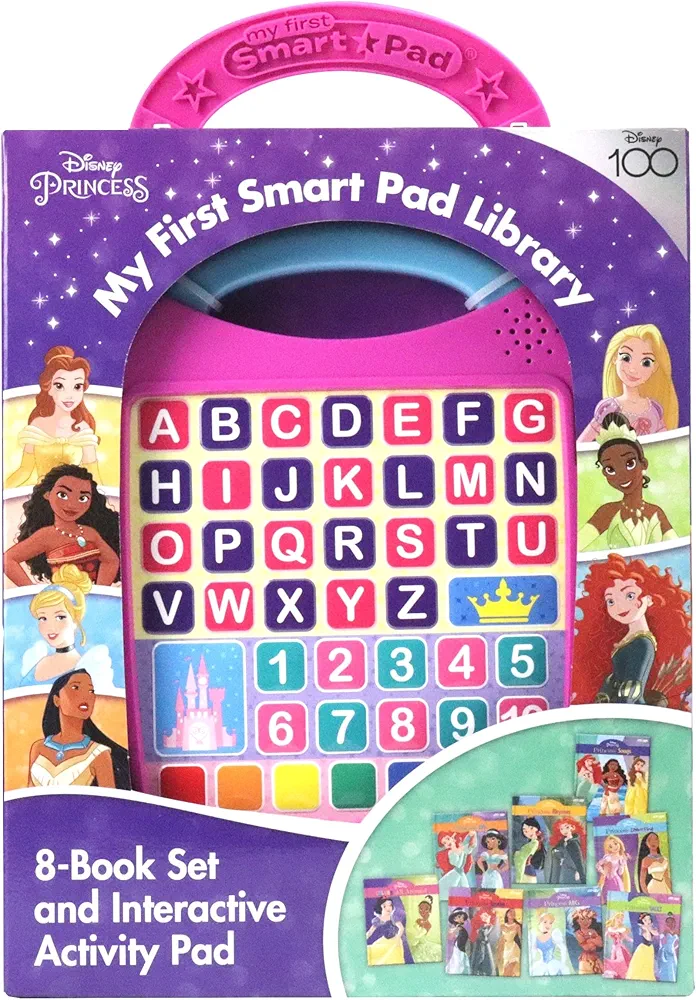 Disney Princess Moana, Cinderella, Rapunzel, and More! - My First Smart Pad Library - 8-Books and Interactive Activity Pad Sound Book Set - PI Kids