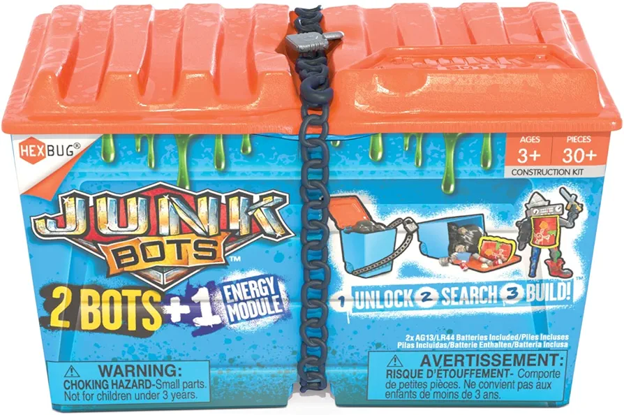 HEXBUG JUNKBOTS - Alley Dumpster Kit - Surprise Alien-Powered Construction Figures for Ages 5+, 24+ Pieces