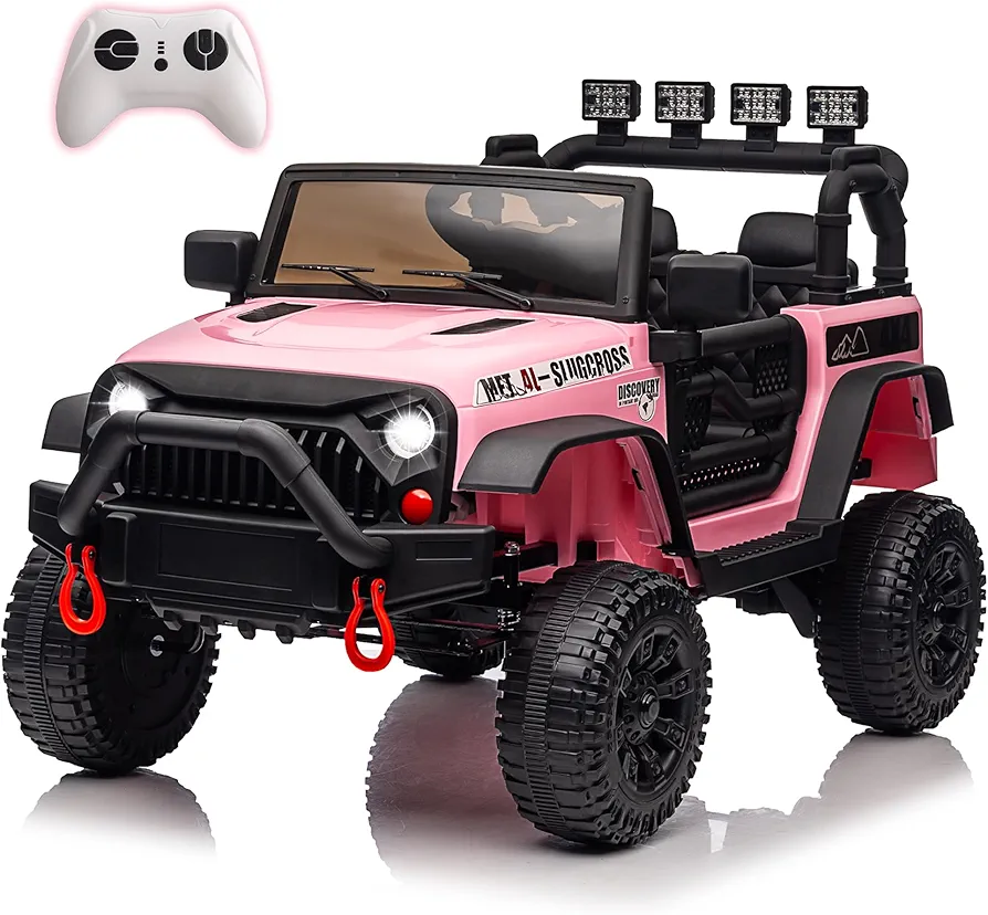 24V Ride On Truck Car, Electric Vehicle w/w/Parent Remote Control, 3 Speeds, 4-Wheel Suspension, LED Lights,5MPH Max Speed, Music/ MP3, Bluetooth Music, Safety Belt, Ride on Car for Kids