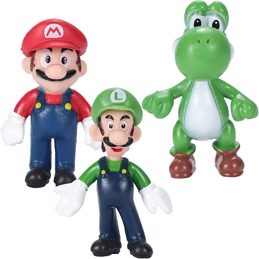 Mario Toys Bros Super Mary Princess Cake Toppers/Decorations, Turtle, Mushroom, Orangutan (3 Pcs 5")