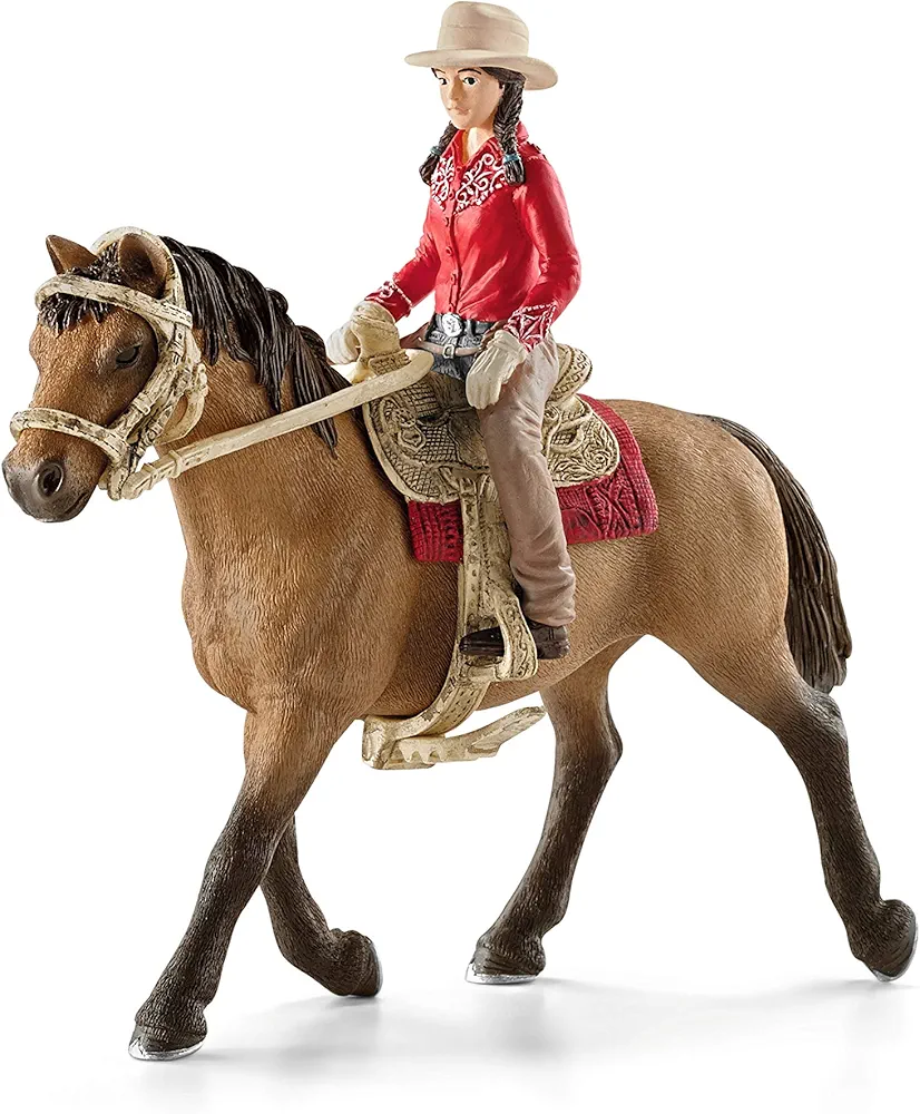 Schleich Horse Club, Western Rodeo Horse Toys for Girls and Boys, Western Rider with Horse Figurine, Ages 5+, 7.1 inch