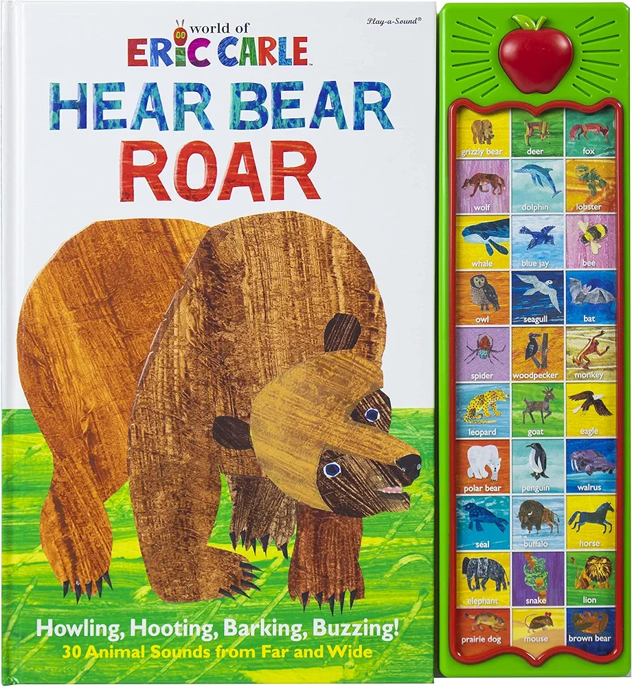 World of Eric Carle, Hear Bear Roar 30-Button Animal Sound Book - Great for First Words - PI Kids