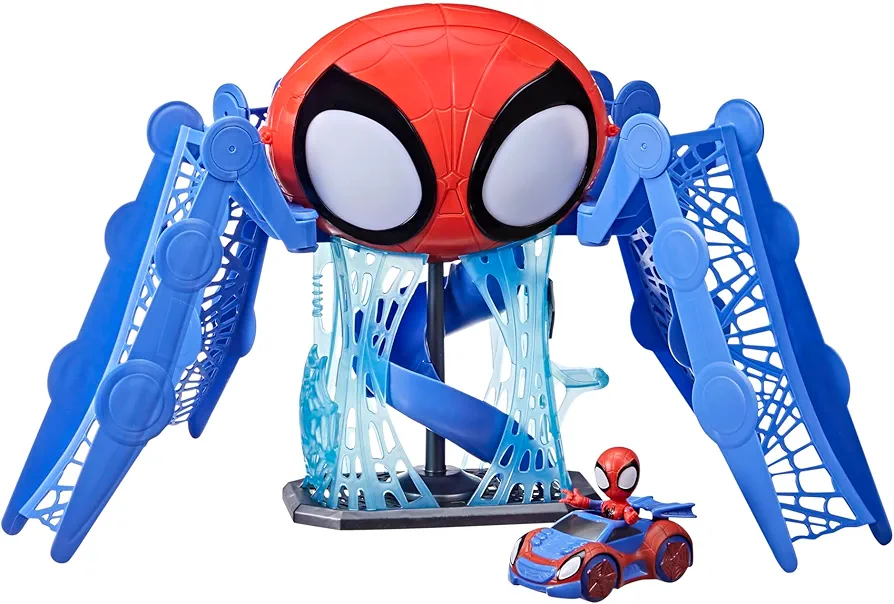 Spidey and His Amazing Friends Web-Quarters Playset with Lights and Sounds, Includes Marvel Spidey Figure and Vehicle, Kids Ages 3 and Up