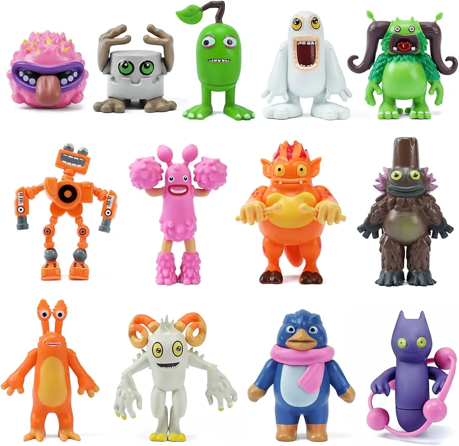 HOUVSSEN 13PCS PVC Anime Sinnging Cartoon Monster Car Room Desktop Decoration, Wubbox Noggin Toe JammerMini Action Figure Playset,Gifts for Children