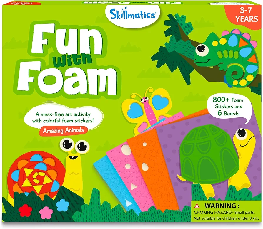 Skillmatics Art Activity - Fun with Foam Animals, No Mess Felt Sticker Art for Kids, Craft Kits, DIY Activity, Gifts for Boys & Girls Ages 3, 4, 5, 6, 7, Travel Toys