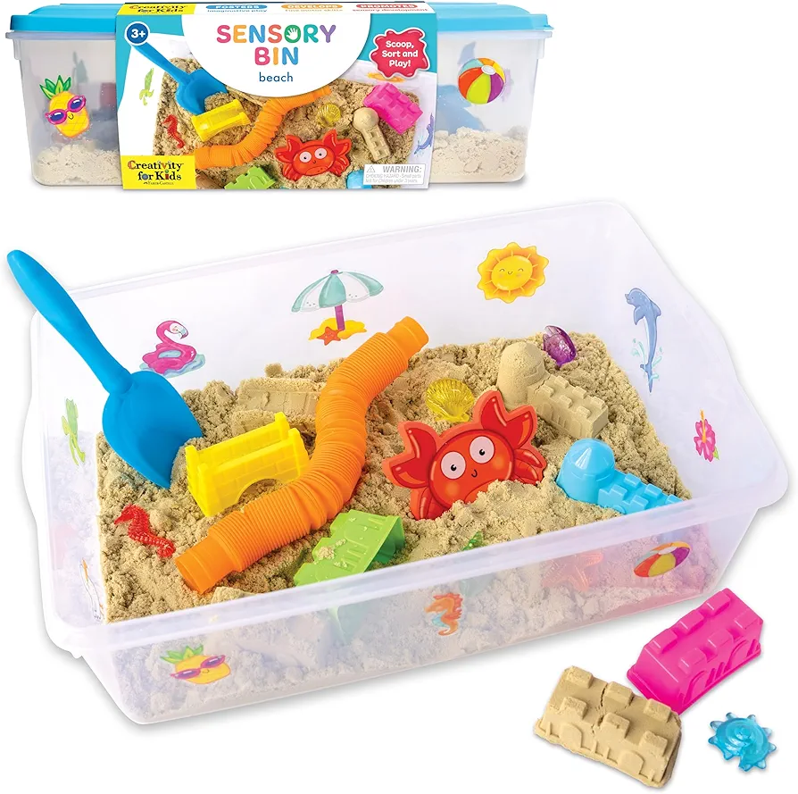 Creativity for Kids Sensory Bin: Beach - Toddler and Preschool Toys, Sensory Box with Toys for Toddlers, Kids Gifts for Toddler Boys and Girls Ages 3-4+