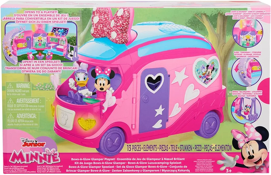 Disney Junior Minnie Mouse Bows-A-Glow Rolling Glamper 13-piece Figures and Playset