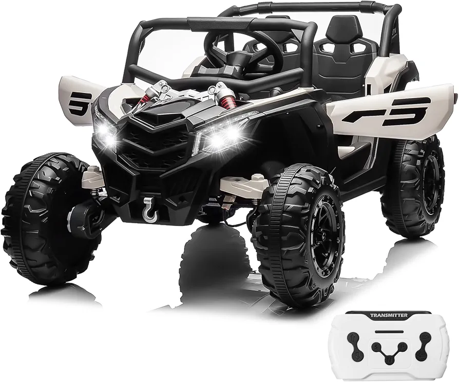 24V Ride On Car for Kids w/Remote Control, JOYRACER Battery Powered Off-Road UTV, 4x150W Motors,4 Shock Absorbers, 4.5 Mph Max Speed, Bluetooth, MP3, Lights, Electric Car for Kids