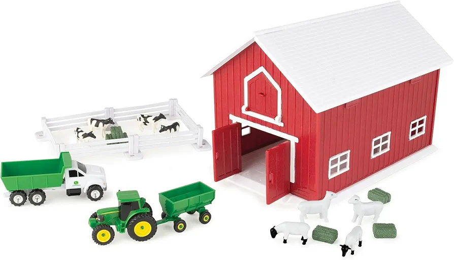 John Deere Kids 47333 64 JD 24 Piece Farm PLAYSET,Red,Medium