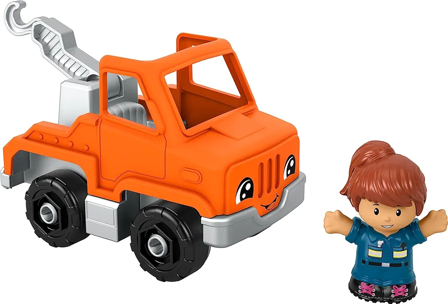 Fisher-Price Little People Toddler Toy Help and Go Tow Truck and Figure for Pretend Play Kids Ages 1+ Years