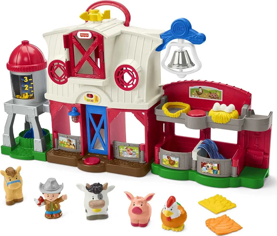 Fisher-Price Little People Toddler Learning Toy Caring for Animals Farm Electronic Playset with Smart Stages for Ages 1+ Years