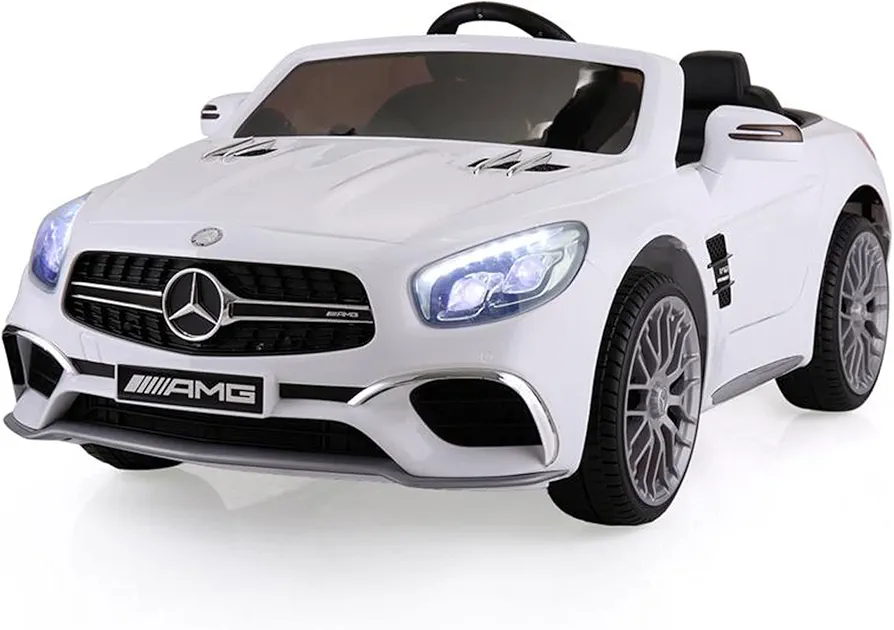 TOBBI Licensed Mercedes Benz Electric Car for Kids, Toddler Electric Vehicle, Children Ride On Toy with Parental Remote Control/Double Doors/5 Point Safety Belt/LED Lights for Ages 3-6-White