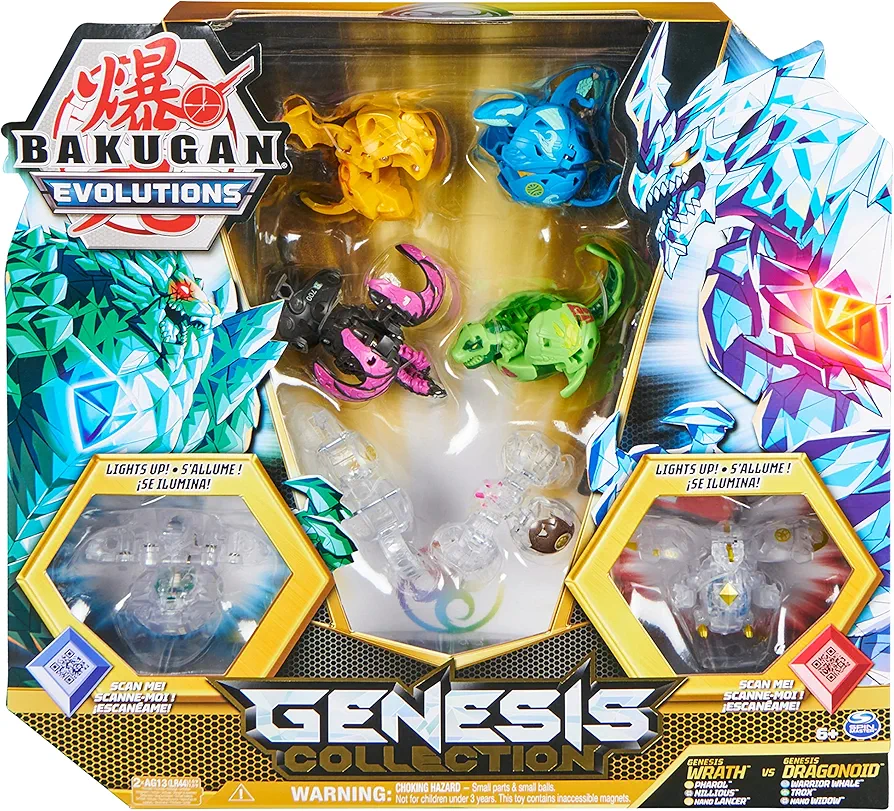 Bakugan Evolutions, Bakugan Genesis Collection Pack, 2 Light Up Bakugan Action Figures, 4 Exclusive Bakugan, 2 Nanogan, 8 Bakugan Cards and 4 BakuCores, Kids Toys for Boys Ages 6 and Up