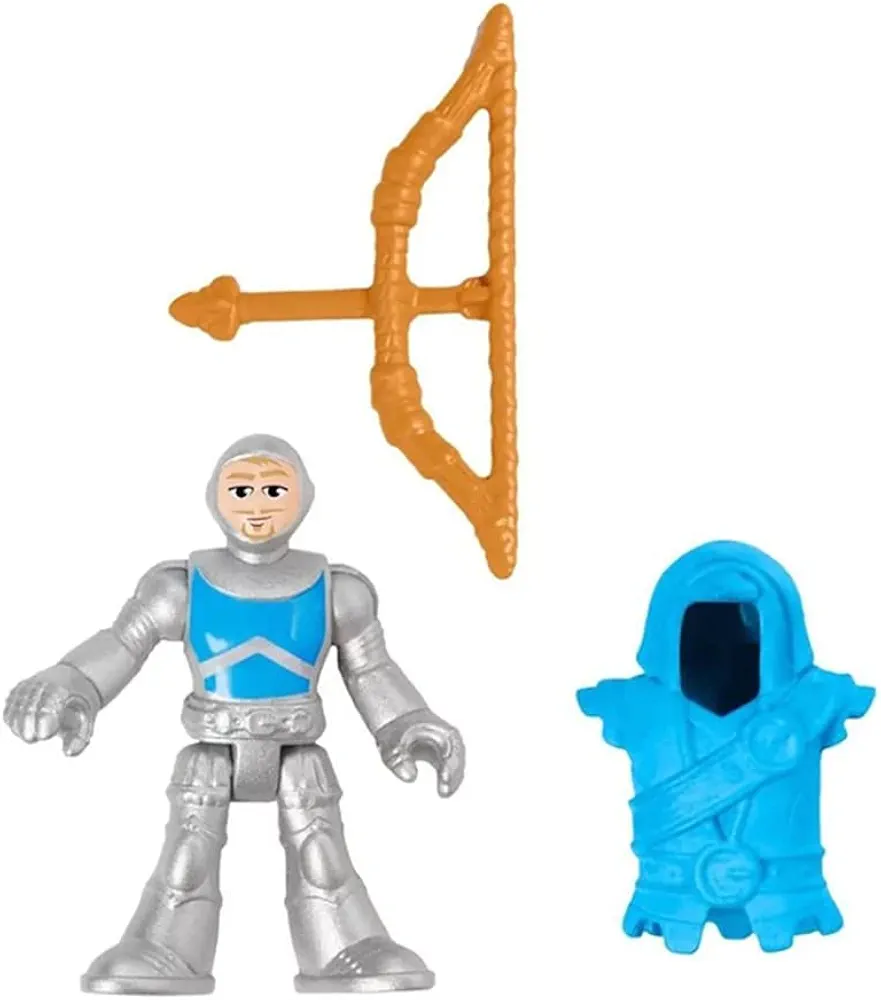 Imaginext Replacement Parts for Fisher-Price Honorable Archer and Steed Playset - HCG68 ~ Figure in Silver and Blue, Helmet and Crossbow