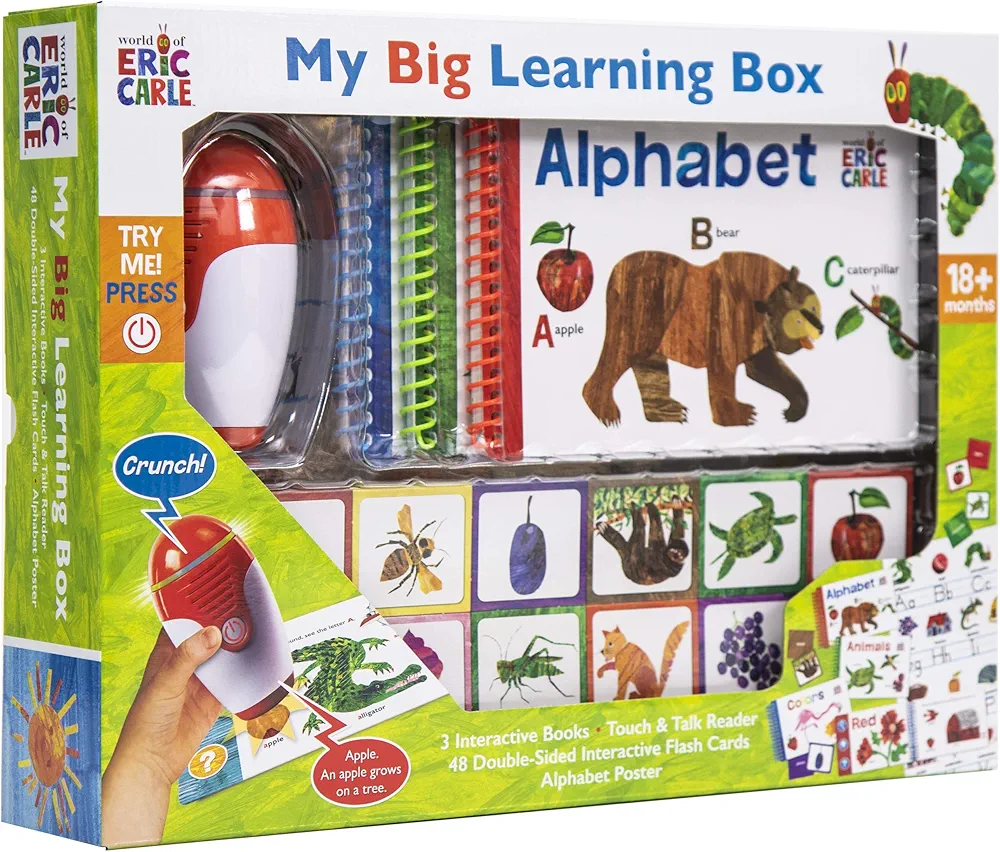 World of Eric Carle, My Big Learning Box Set - Educational Touch & Talk Reader with 3 Interactive Books, 48 Flashcards, and Poster - PI Kids