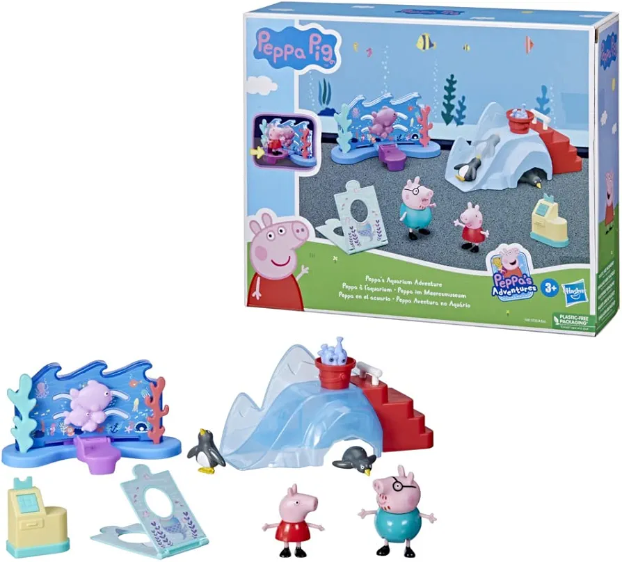 Peppa Pig Peppa’s Aquarium Adventure Playset Preschool Toy: 4 Figures, 8 Accessories Ages 3 and Up