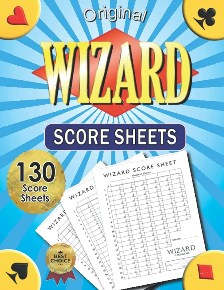 Original Wizard Score Sheets: 130 Large Large Print Score Pads for Scorekeeping - 8.5 x 11 inches