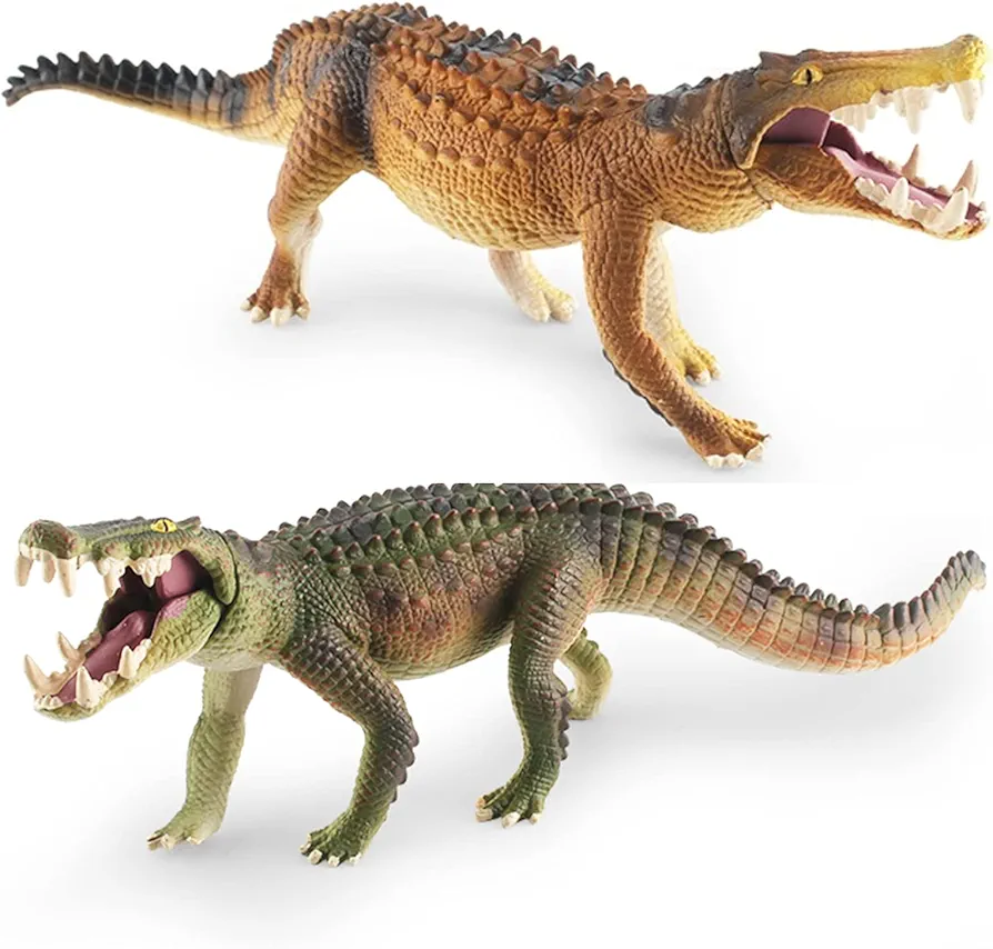 10 Inch Large Alligator Toy Figurine 2PCS Realistic Crocodile Action Figures Alligator Party Favors Playset Crocodiles Cake Toppers for Kids Toddler