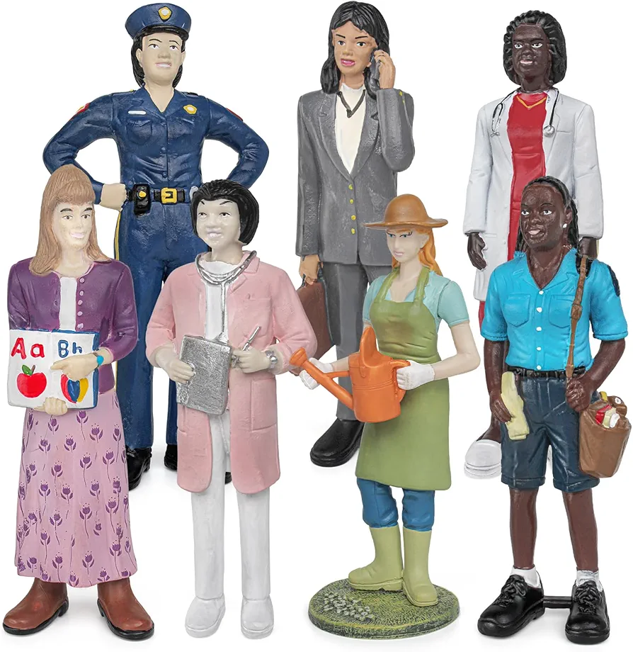 7PCS Professional Character Models Figures Set Educational Toys Christmas Party Decoration for 3 4 5 6 Kids Boys and Girls (Women teachers, police officers, doctors)