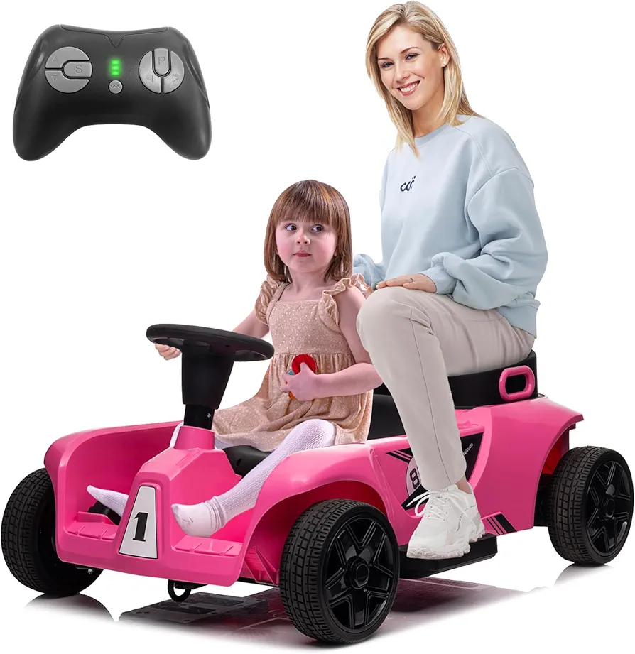 24v Battery Kids Ride on Electric Vehicles Cars Power 4 Wheel Toddler Toy Car for Boys Girls with Parent Remote Control Kid Car for Age 37-95 Months Baby to Drive in (Pink)