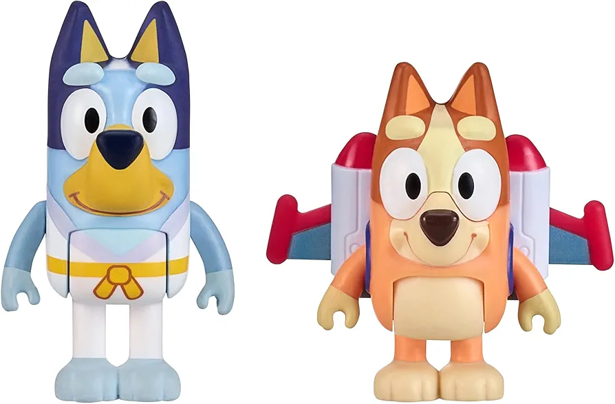 Bluey Figure 2-Packs, Action Heroes 2.5 Inch and Bingo Figures