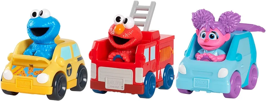 Sesame Street Twist and Pop Wheelies 3-Pack Preschool Toy Vehicles, Kids Toys for Ages 2 Up, Amazon Exclusive by Just Play