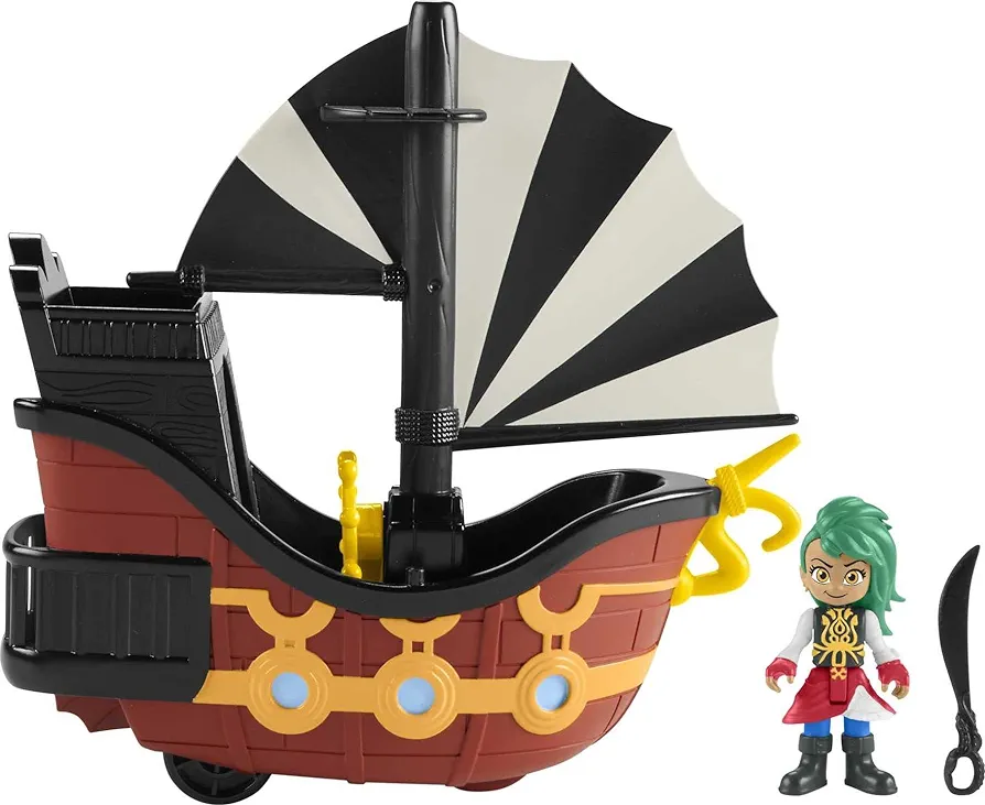 Fisher-Price Preschool Toys Santiago of The Seas Bonnie Bones Figure & El Calamar Pirate Ship for Pretend Play Kids Ages 3+ Years