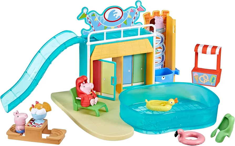 Peppa Pig Toys Peppa's Waterpark Playset, Playset with 2 Figures, Preschool Toys for 3 Year Old Girls and Boys and Up