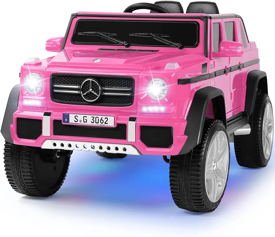 JOYLDIAS Kids Ride On Car, Licensed Mercedes-Benz Maybach G650S, 12V7AH Battery Powered Toy Electric Cars for Kids w/2.4GHz Remote Control, 3 Speeds, Bluetooth, Music, LED Lights, Pink