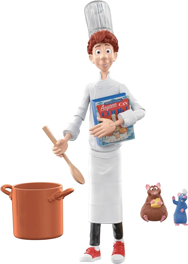 Disney Pixar Featured Favorites Ratatouille Pack with Posable Linguini Figure, Remy & Emile Figures & Accessories, Authentic Look, Collectors Gift Ages 6 Years & Older