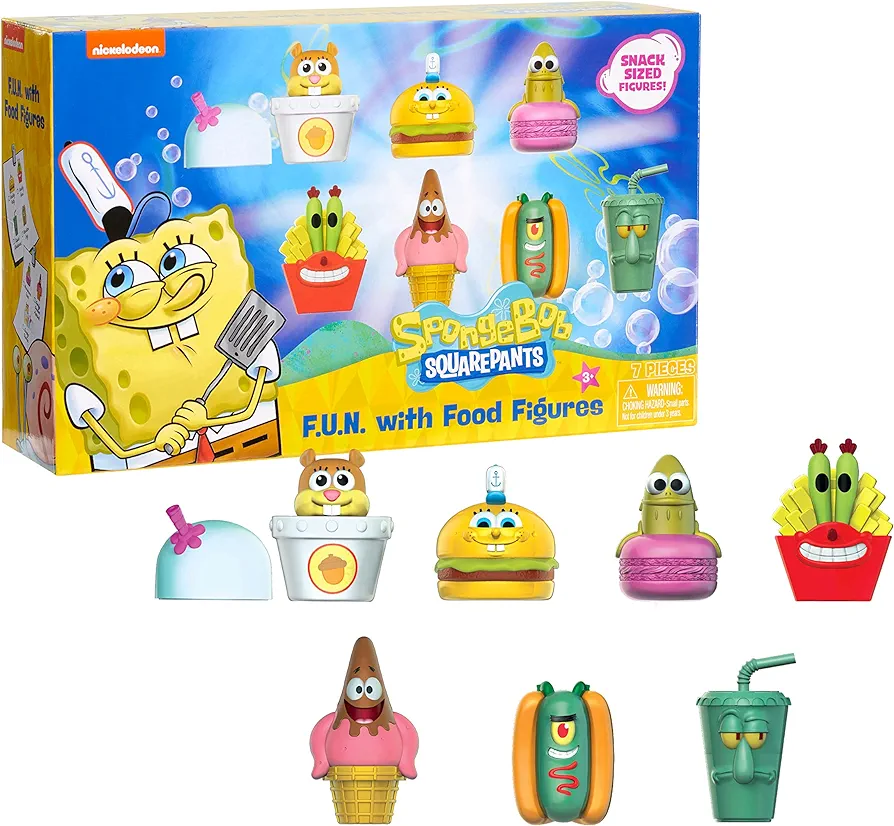 SpongeBob SquarePants Fun with Food 2.5-inch Figure Set, Features 7 Bikini Bottom Buddies, Kids Toys for Ages 3 Up, Amazon Exclusive by Just Play