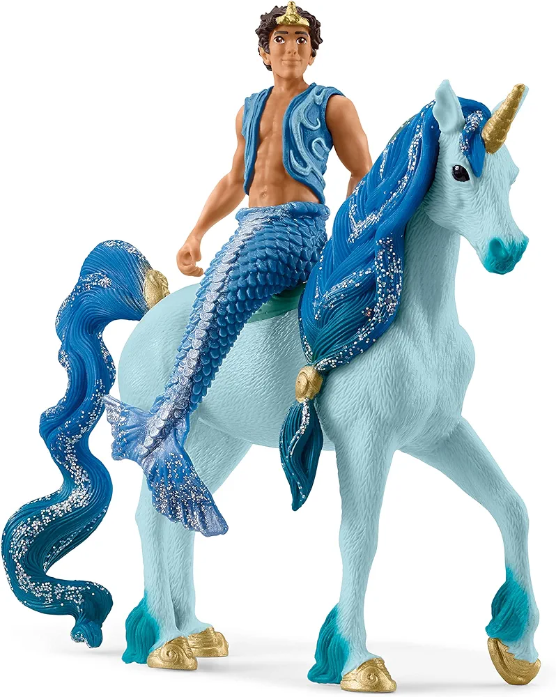 Schleich bayala 2-Piece Toy Playset for Girls and Boys Ages 5+, Mermaid Aryon with Blue Unicorn Toy