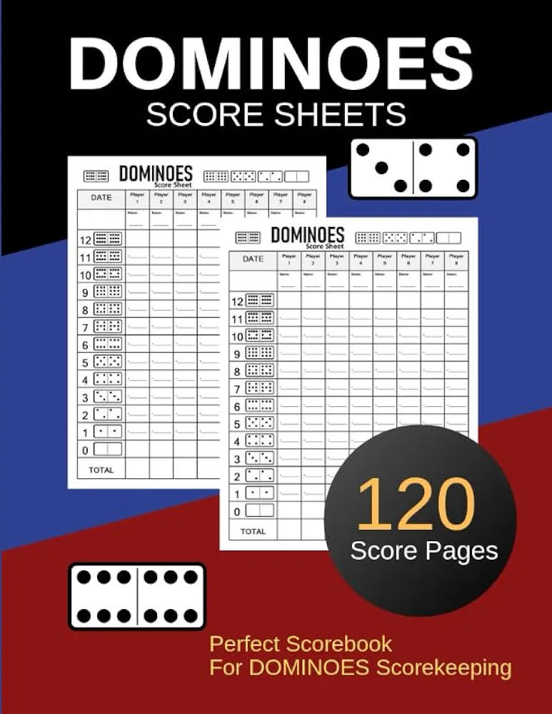 Dominoes Score Sheets: Dominos Score Game Record Book | Game Record Notebook | Score card book | Dominoes Score Pad| 8.5" x 11" - 120 Pages