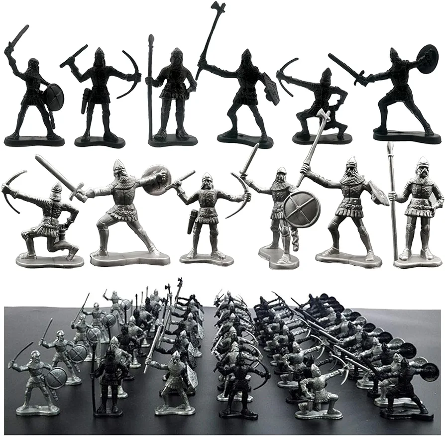 Army Men Playset Military Weapons Accessories 60 Pack Toy Soldiers Action Figures for Toddlers Age 6 7 8 9 yr Old Boys Girls Kids Children