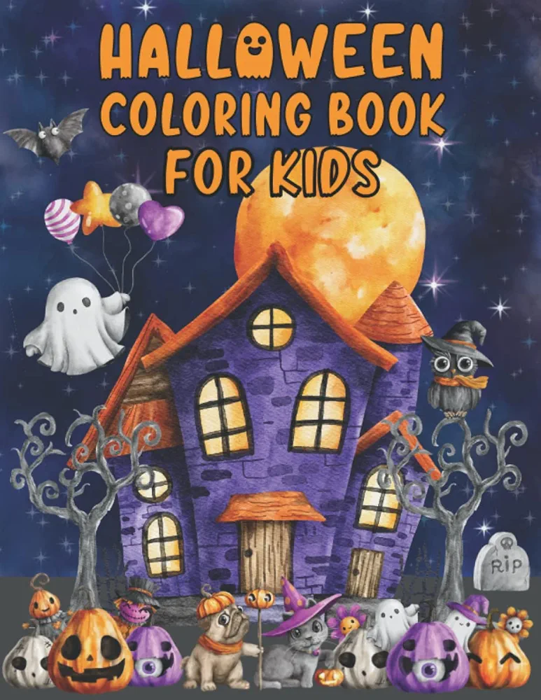 Halloween Coloring Book For Kids: Jumbo Halloween Coloring Book For Children - Cute, Spooky, and Fun Halloween Themed Coloring Pages Kids ages 4 and Up! (Jumbo Halloween Book with 50 pages to Color)